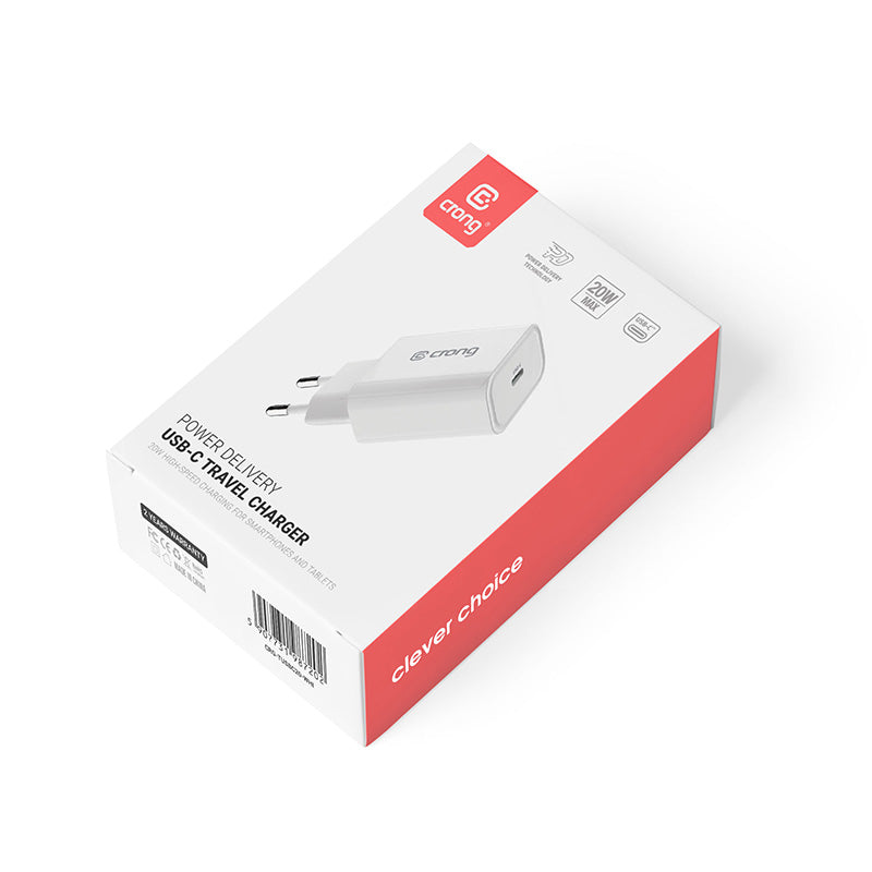 Crong USB-C Travel Charger  Wall charger USB-C Power Delivery 20W (white)