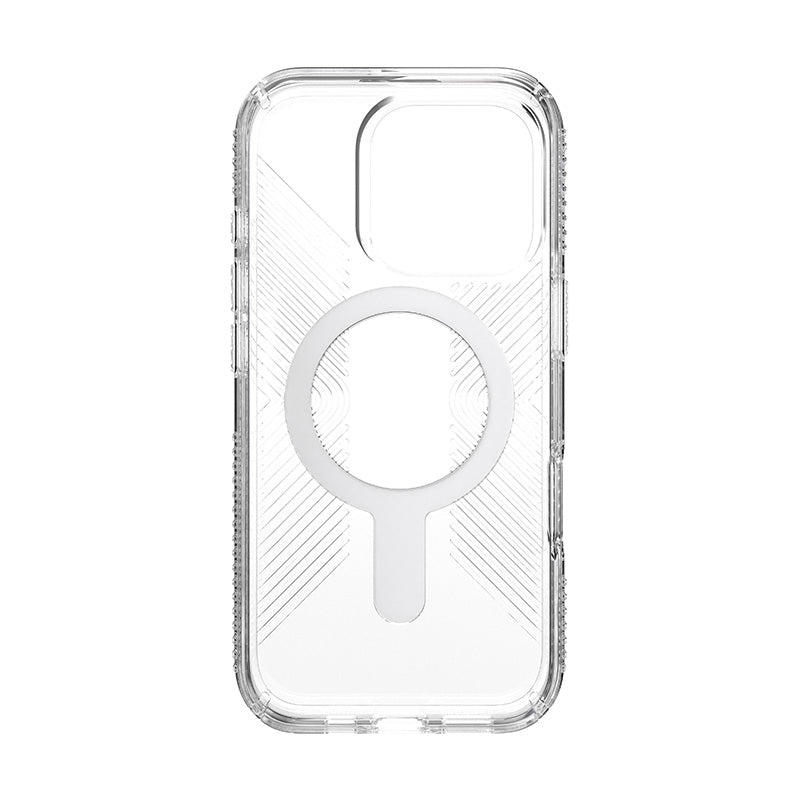 Speck Presidio Perfect-Clear Grip ClickLock &amp; MagSafe - Hoesje voor iPhone 16 Pro (Transparant / Chromen afwerking / Serene Silver)