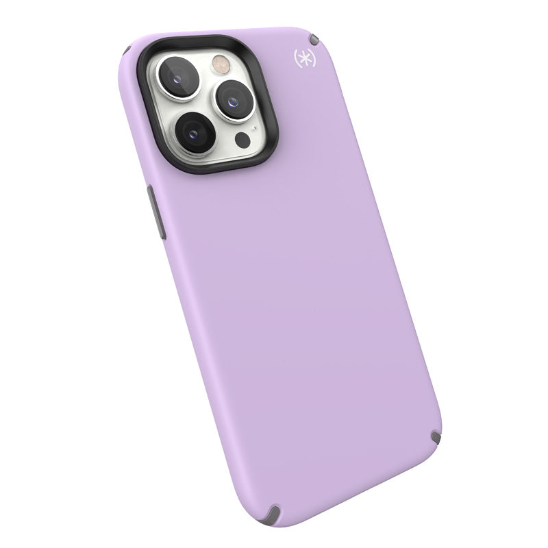 Speck Presidio2 Pro - Case for iPhone 14 Pro Max with MICROBAN coating (Spring Purple / Cloudgrey / White)