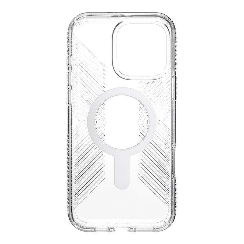 Speck Presidio Perfect-Clear Grip ClickLock &amp; MagSafe - Hoesje voor iPhone 16 Pro Max (Transparant / Chromen afwerking / Serene Silver)