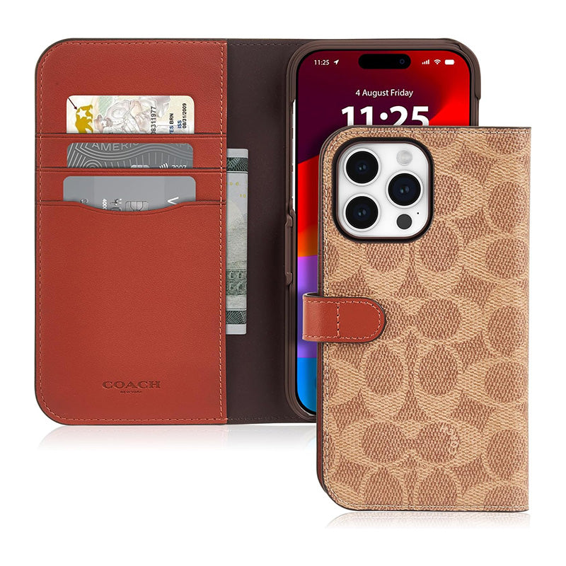 Coach Folio Signature C-hoesje - 2-in-1 hoesje met klepje iPhone 15 Pro Max (bruin)