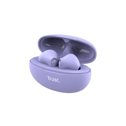 Trust Yavi – Kabellose Ohrhörer Bluetooth TWS mit Ladeetui und ENC (Lila)