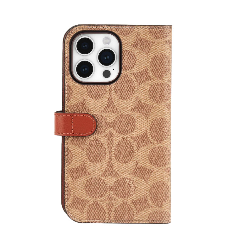 Coach Folio Signature C-hoesje - 2-in-1 hoesje met klepje iPhone 15 Pro Max (bruin)