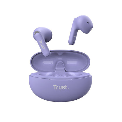 Trust Yavi – Kabellose Ohrhörer Bluetooth TWS mit Ladeetui und ENC (Lila)