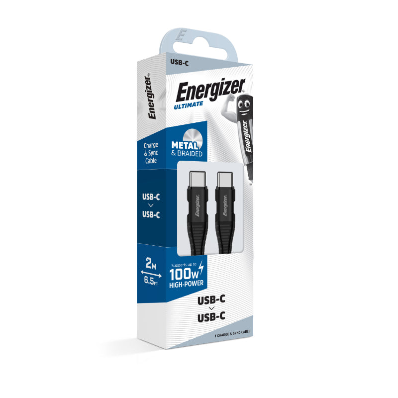 Energizer Ultimate – USB-C auf USB-C 100 W Verbindungskabel 2 m (schwarz)