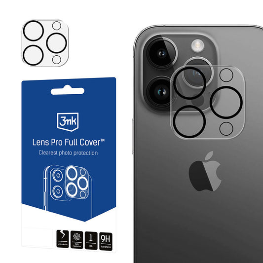 3mk Lens Pro Full Cover - Cameralensglas voor iPhone 15 Pro / 15 Pro Max