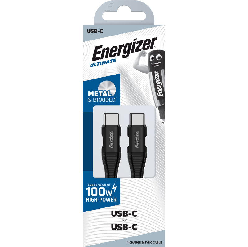 Energizer Ultimate – USB-C auf USB-C 100 W Verbindungskabel 2 m (schwarz)