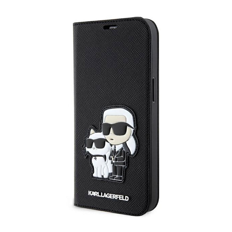 Karl Lagerfeld Booktype NFT Saffiano Karl &amp; Choupette - Hülle für iPhone 14 (Schwarz)