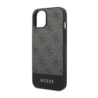 Guess 4G Bottom Stripe Metal Logo Collection – Hülle für iPhone 14 Plus (Grau)