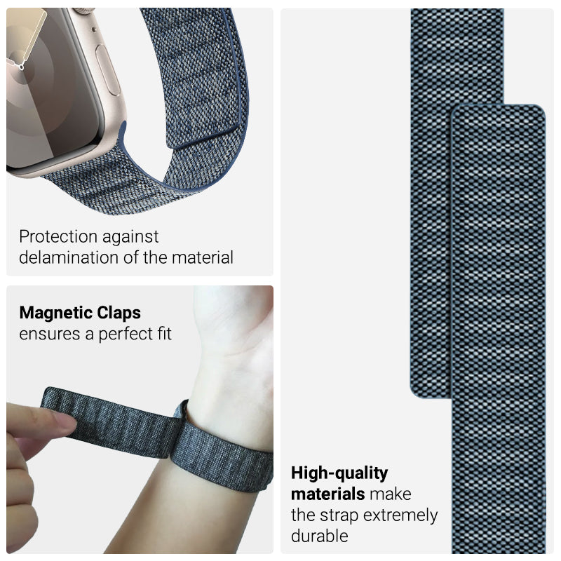 Crong Melange - Magnetische band voor Apple Watch 42/44/45/49 mm (blauw gemêleerd)