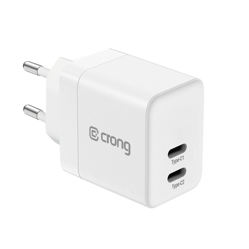 Crong Ultra Compact GaN - Wall charger 2x USB-C Power Delivery 35W (White)