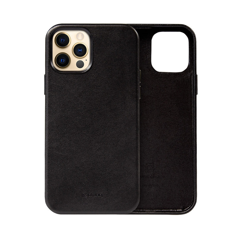 Crong Essential Cover - Leather case for iPhone 12 Pro Max (Black)