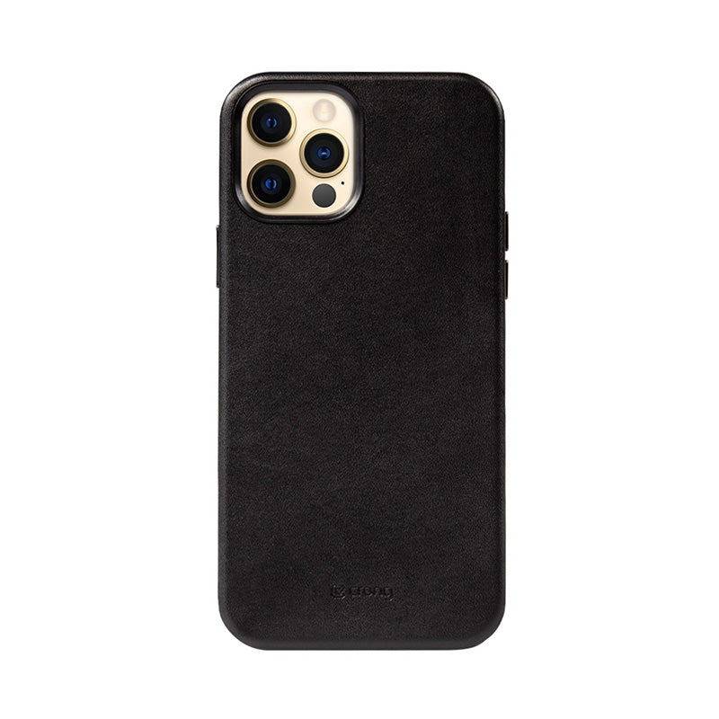 Crong Essential Cover - Leather case for iPhone 12 Pro Max (Black)