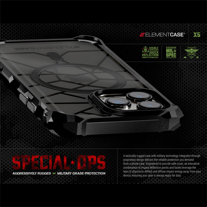 Element Case Special Ops X5 MagSafe - Case for iPhone 14 (Mil-Spec Drop Protection) (Smoke/Black)