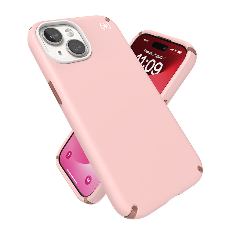 Speck Presidio2 Pro - Case for iPhone 15 / iPhone 14 / iPhone 13 (Dahlia Pink / Rose Copper / White)