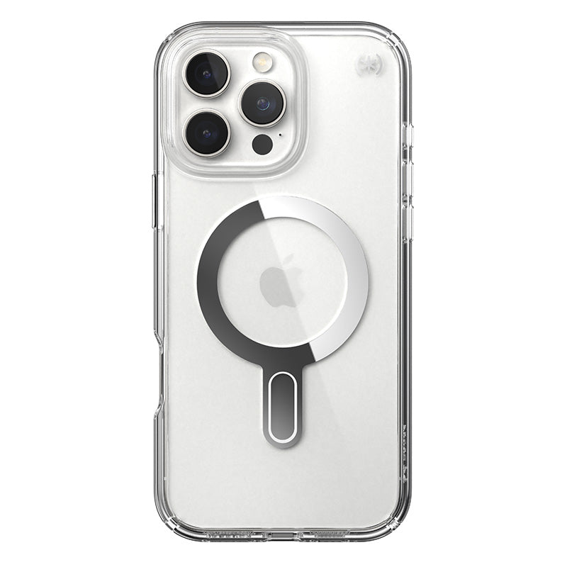 Speck Presidio Perfect-Clear ClickLock &amp; MagSafe - Hoesje voor iPhone 16 Pro Max (Transparant / Chromen afwerking / Serene Silver)