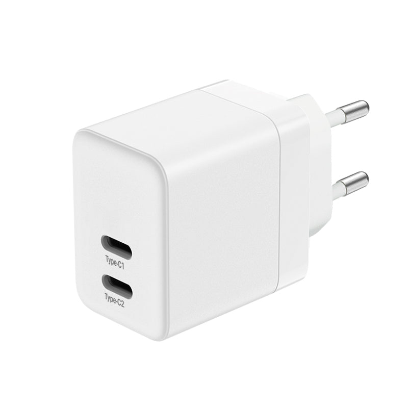 Crong Ultra Compact GaN - Wall charger 2x USB-C Power Delivery 35W (White)