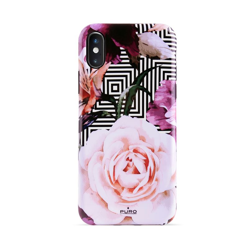 PURO Glam Geo Flowers - Case for iPhone Xs / X (Pink Peonies)