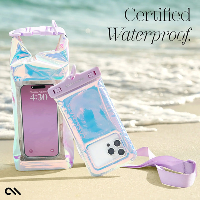 Case-Mate waterdichte telefoonhoes - Waterdichte tas met telefoonvak tot 7" (zeepbel)