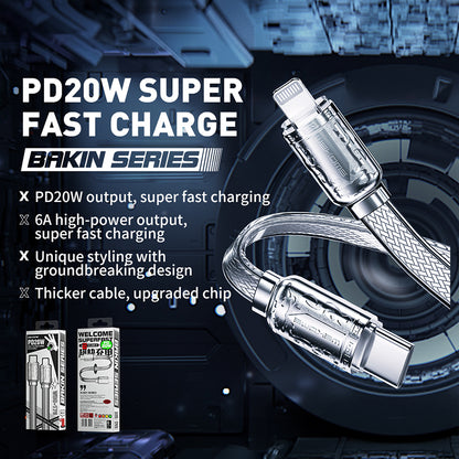 WEKOME WDC-178 Bakin Series - USB-C to Lightning Fast Charging PD connection cable 20W Fast Charging 1 m (Silver)
