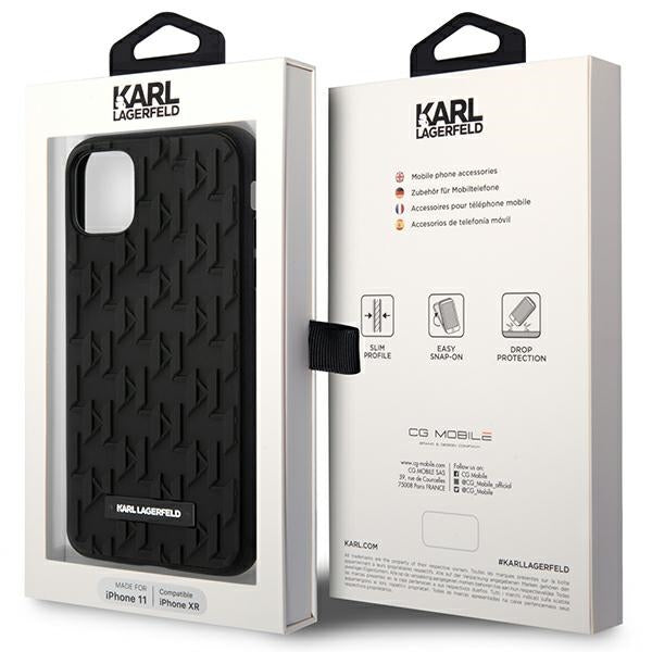 Karl Lagerfeld Monogram 3D Pattern - Case for iPhone 11 (Black)