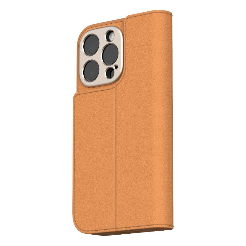 Moshi Overture MagSafe - 3-in-1 Leather Flip Case for iPhone 16 Pro (Caramel Brown)