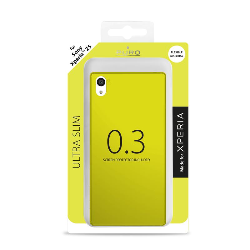 PURO Ultra Slim "0.3" Cover MFX - Set hoesje + folie voor het scherm van Sony Xperia Z5 (limoengroen)