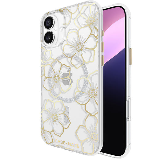 Case-Mate Floral Gems MagSafe - Hoesje voor iPhone 16 Plus (Goud)