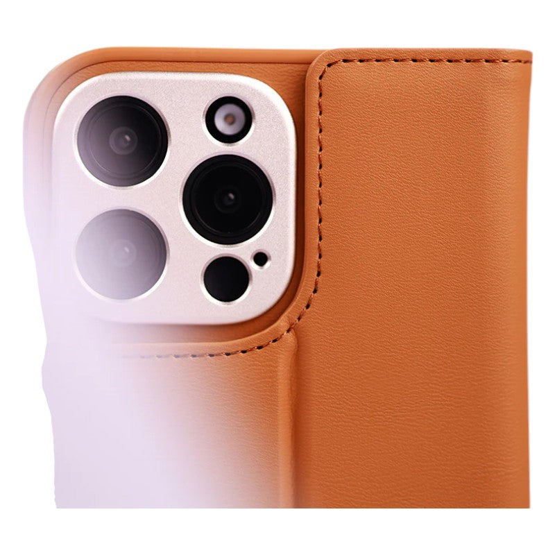 Moshi Overture MagSafe - 3-in-1 Leather Flip Case for iPhone 16 Pro (Caramel Brown)