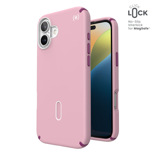 Speck Presidio2 Pro ClickLock &amp; MagSafe - Hoesje voor iPhone 16 Plus (Woensdag Roze / Boysenberry Paars / Wit)