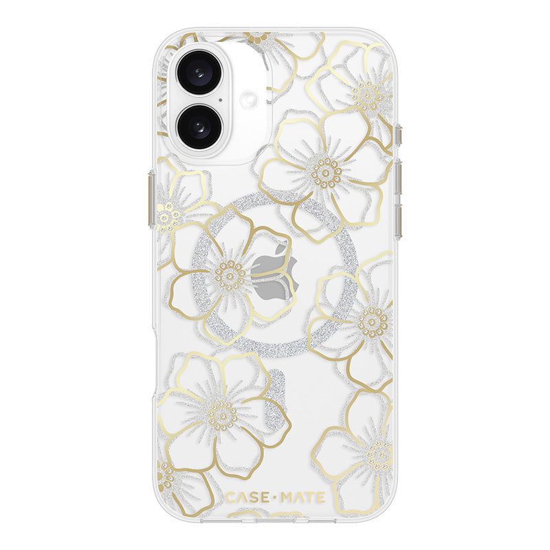 Case-Mate Floral Gems MagSafe - Hoesje voor iPhone 16 Plus (Goud)