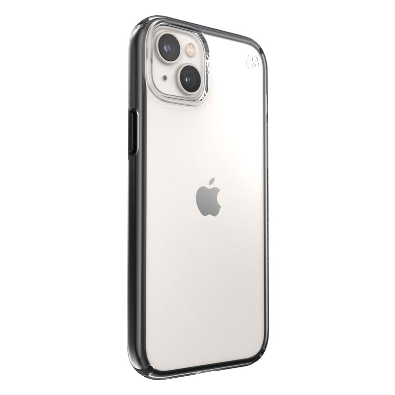 Speck Presidio Perfect-Clear met Impact-geometrie - hoesje voor iPhone 15 Plus / 14 Plus met MICROBAN-coating (helder / zwart)