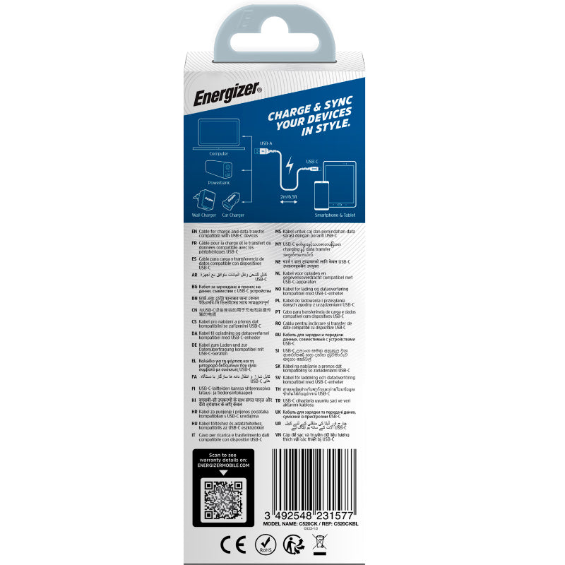 Energizer Ultimate – USB-A-zu-USB-C-Verbindungskabel 2 m (blau)