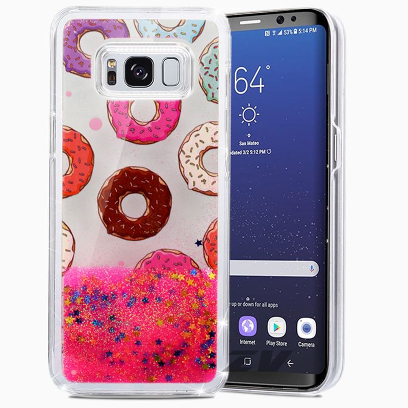 Zizo Liquid Glitter Star-hoesje voor Samsung Galaxy S8+ (Donuts)