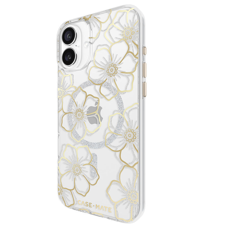 Case-Mate Floral Gems MagSafe - Hoesje voor iPhone 16 Plus (Goud)