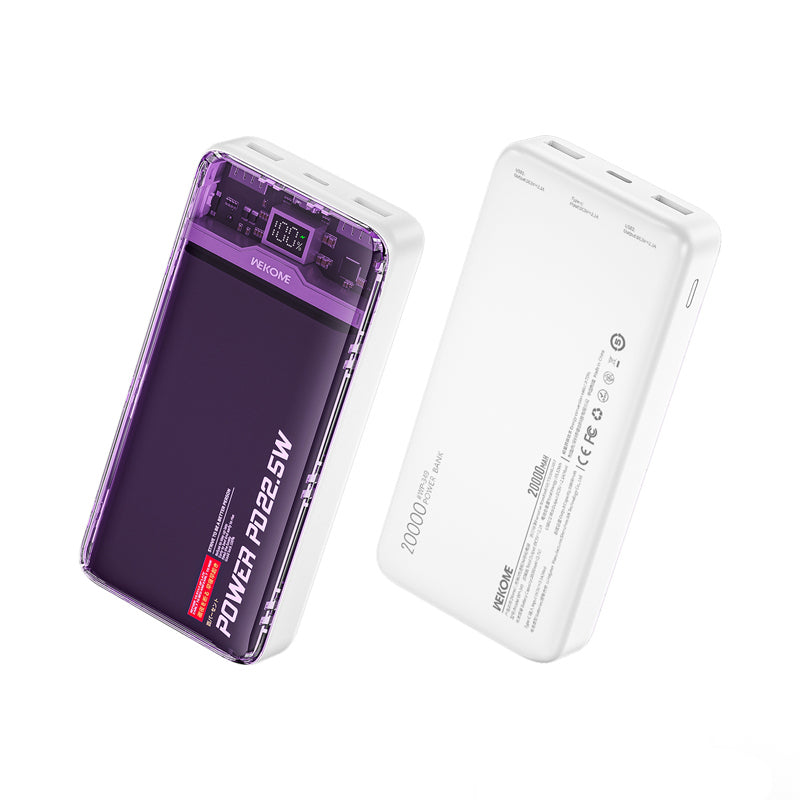 WEKOME WP-351 Vanguard-serie - Powerbank 20000 mAh PD 20W + QC 22,5W (paars / transparant)