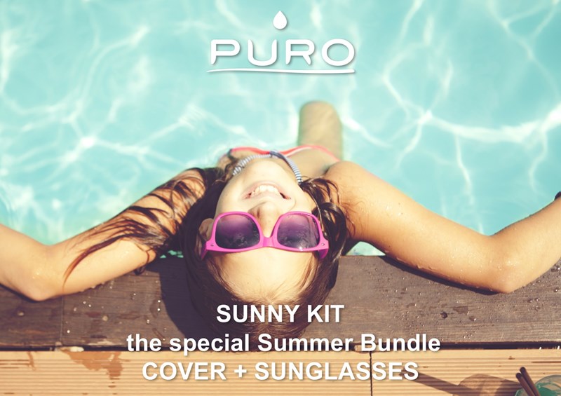 PURO Sunny Kit - Case set voor iPhone SE (2022/2020) / 8/7 + opvouwbare zonnebril (blauw)