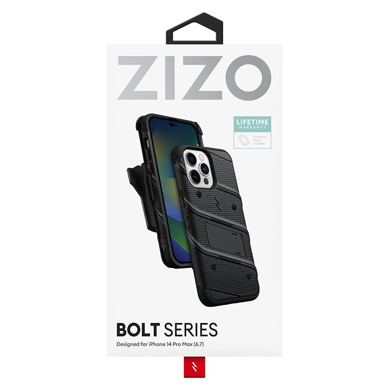 ZIZO BOLT Serie – Hülle für iPhone 14 Pro Max (Schwarz)