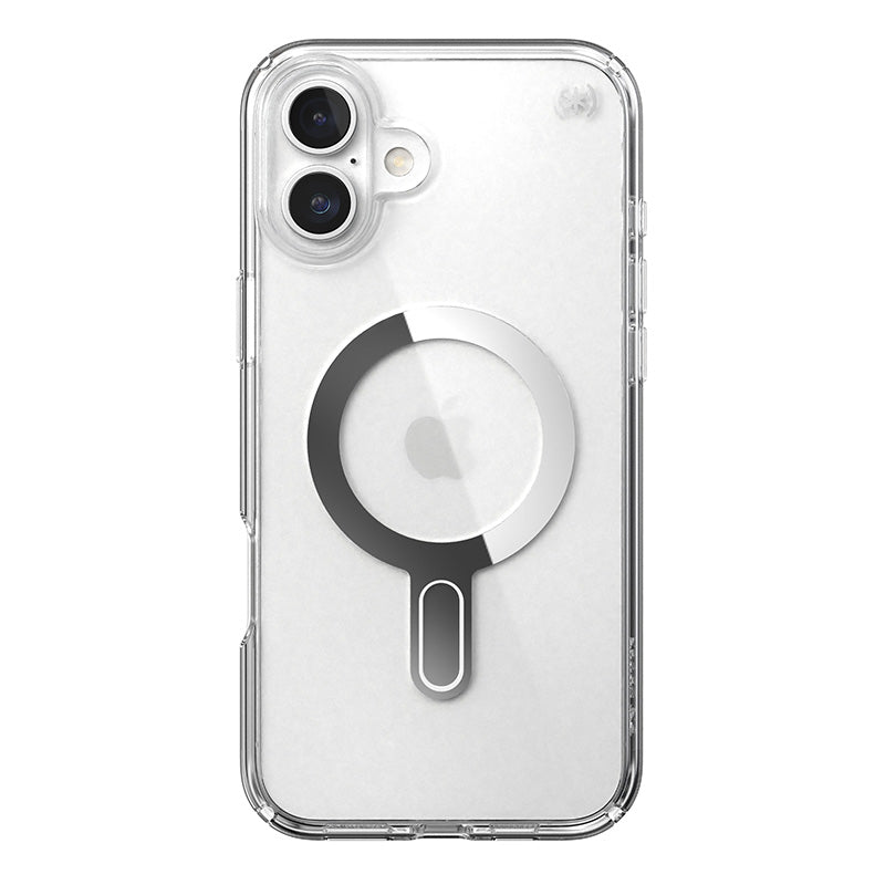 Speck Presidio Perfect-Clear ClickLock &amp; MagSafe - Hoesje voor iPhone 16 Plus (Transparant / Chromen afwerking / Serene Silver)