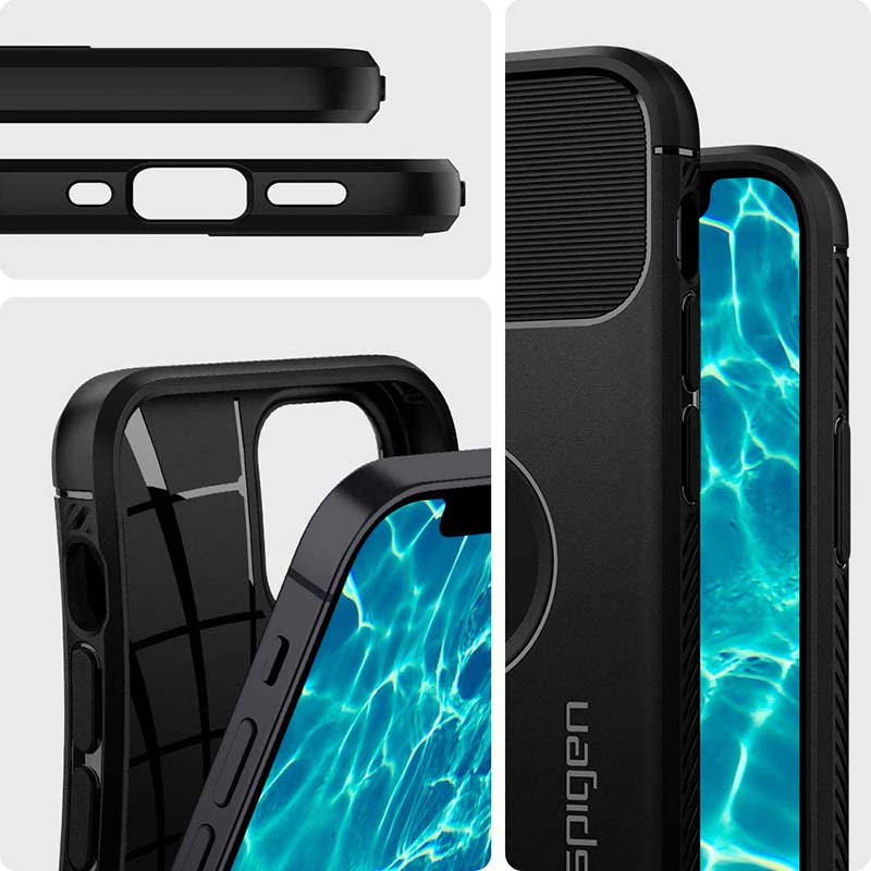 Spigen Rugged Armor - hoesje voor iPhone 12 / iPhone 12 Pro hoesje (zwart)