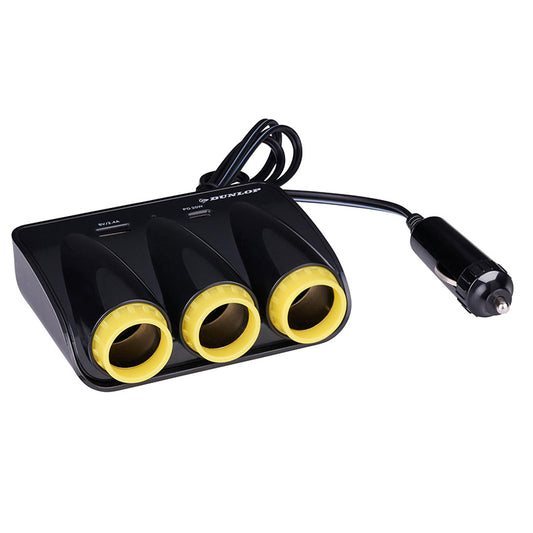 Dunlop - USB-A + USB-C 20W PD autolader / 3x 12/24V sigarettenaansteker-splitter (zwart)