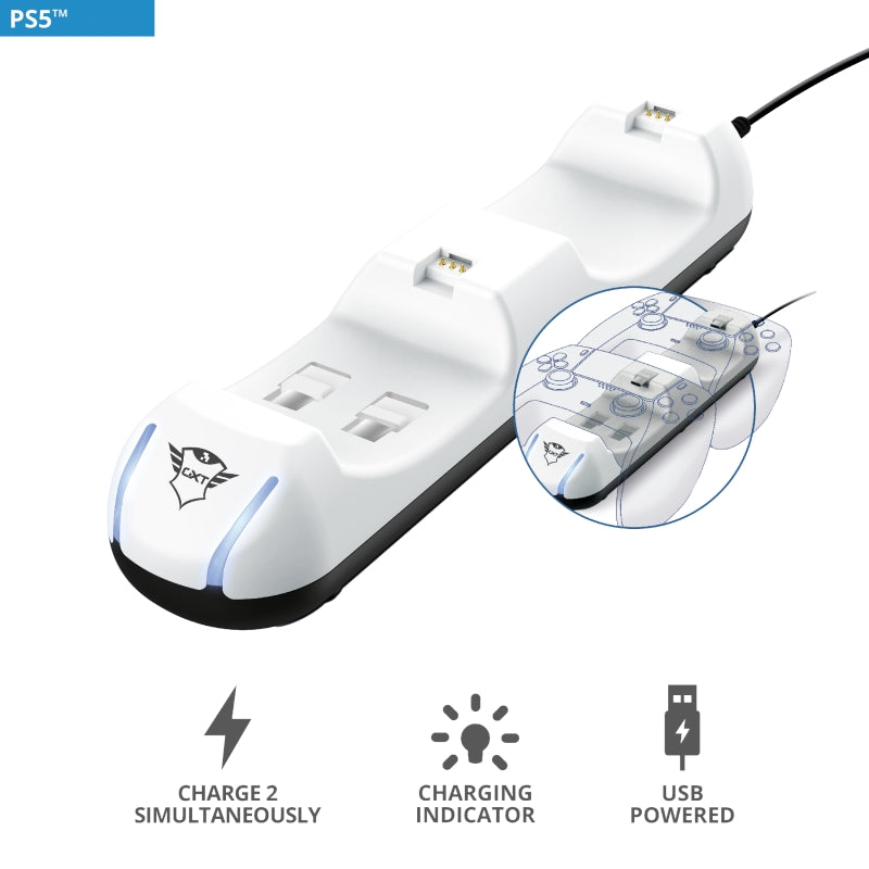 Trust GXT250 - Oplader voor 2 PS5-pads