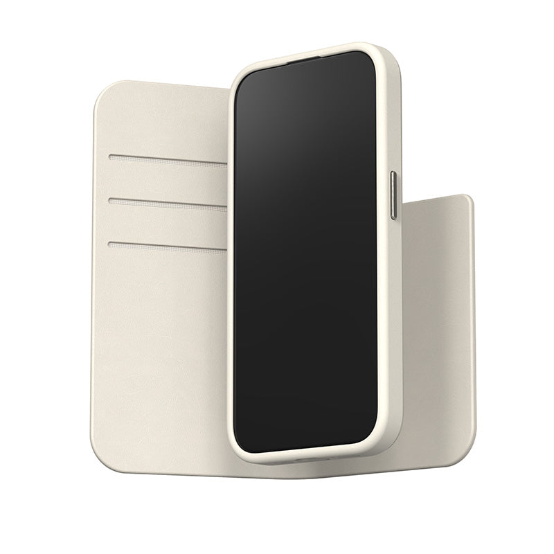 Moshi Overture MagSafe - Leather 3-in-1 case with flap for iPhone 15 Pro (Eggnog White)