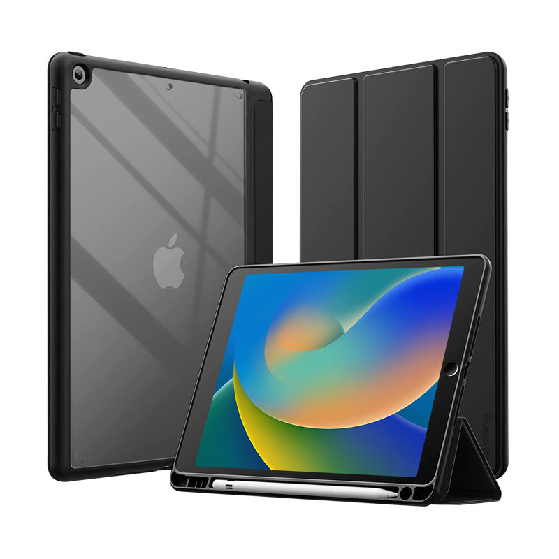 Crong PrimeFolio - Case voor iPad 10.2” (2021-2019) met standaard en Apple Pencil opladen (zwart)