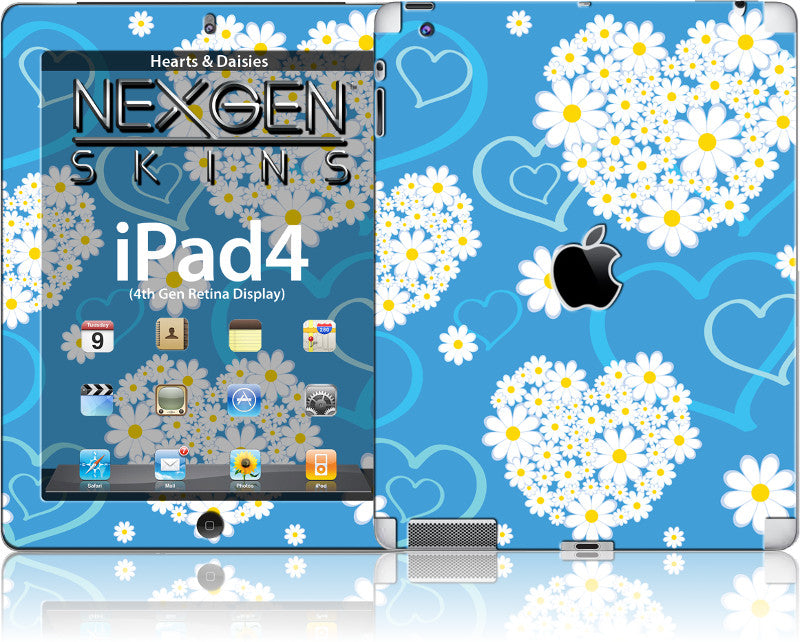 Nexgen-skins met 3D-effect voor iPad 2/3/4 (Harten en Madeliefjes 3D)