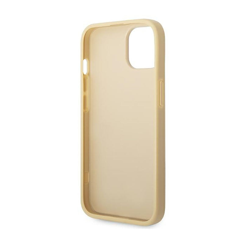 Guess Glitter Flakes Metal Logo-hoesje - hoesje voor iPhone 14 Plus (goud)