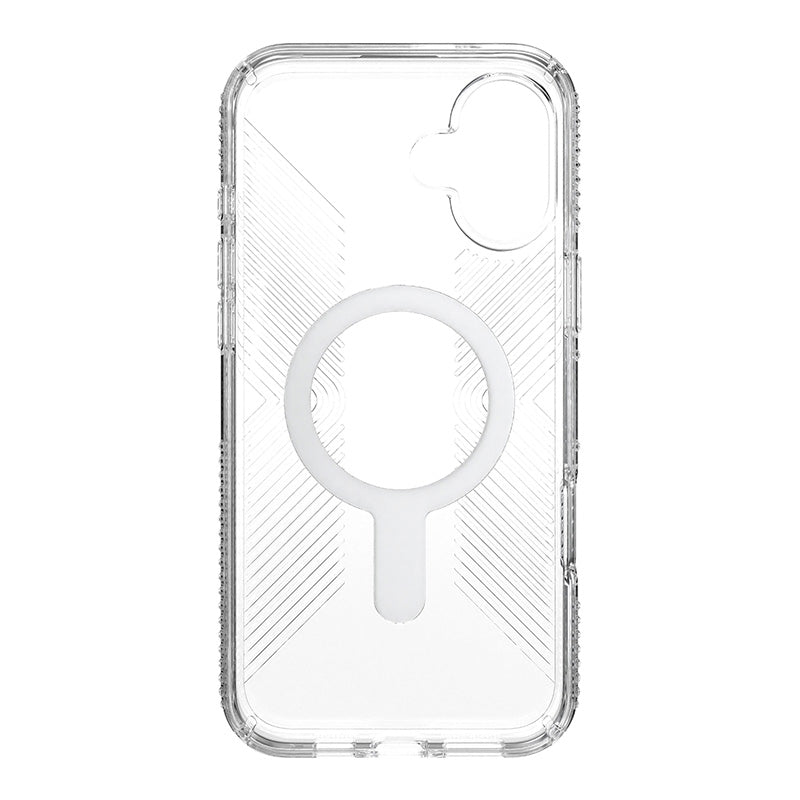 Speck Presidio Perfect-Clear Grip ClickLock &amp; MagSafe - Hoesje voor iPhone 16 Plus (Transparant / Chromen afwerking / Serene Silver)