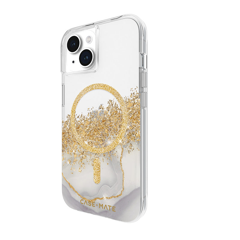 Case-Mate Karat MagSafe - hoesje voor iPhone 15 / iPhone 14 / iPhone 13 versierd met goud (marmer)