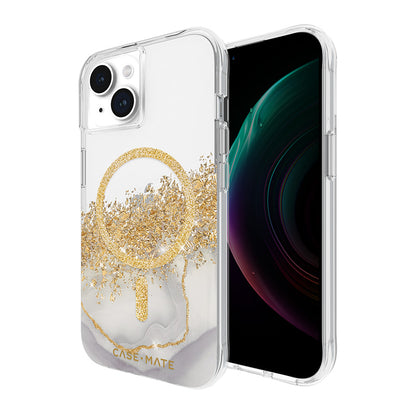 Case-Mate Karat MagSafe - Hülle für iPhone 15 / iPhone 14 / iPhone 13 verziert mit Gold (Marmor)
