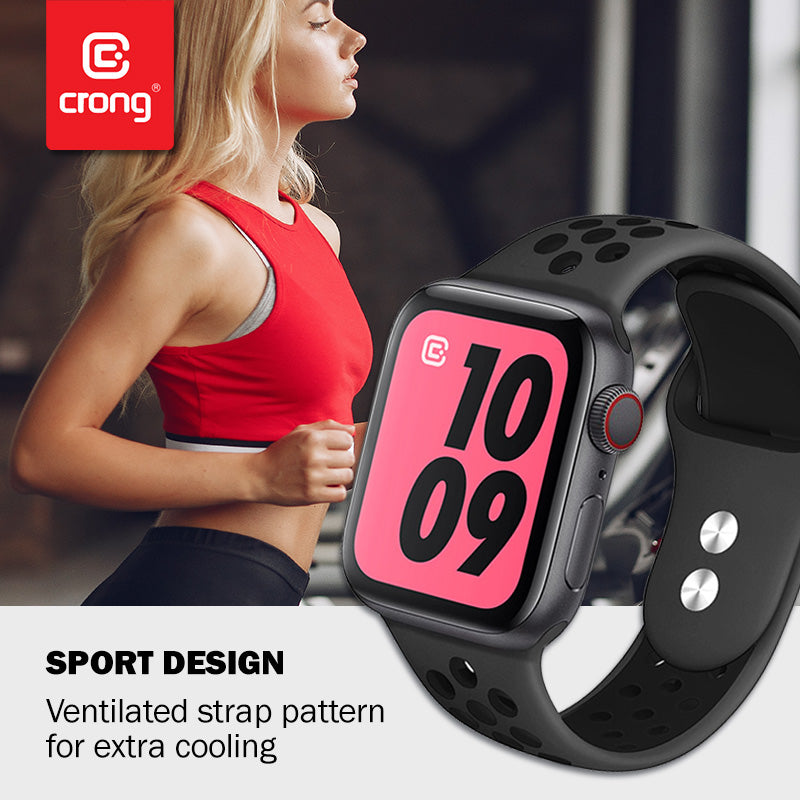 Crong Duo Sport - Band voor Apple Watch 38/40/41 mm (grijs / zwart)